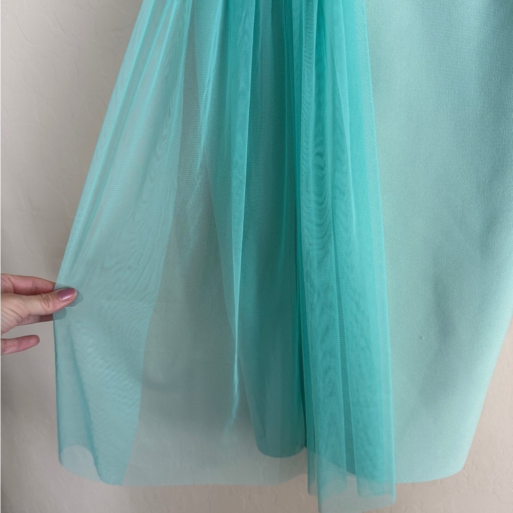 Weasel Wear Pinup Dress Water Cascading Bandage Aqua Mermaid Sheer Pencil XS - Picture 4 of 14